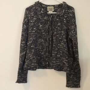 Pelican Cove Vintage 90s Marled Knit Cardigan Sweater Blue White M/L